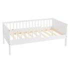 ML-Design Lit d'enfant 70x140 cm, Blanc, Lit simple en pin pour adolescents avec sommier à lattes et protection contre les chutes