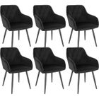 WOLTU 6x Chaise Salle à Manger, Chaise de Cuisine en Velours, Assis Rembourré et Pieds en Métal, Noir BH352sz-6