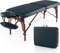 RELAX4LIFE Table de Massage Mobile 2 Zones, Hauteur Réglable 9 Niveaux,Lit de Massage Pliable, Appui-tête & Sac de Transport Inclus