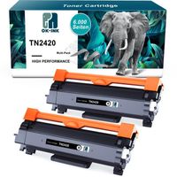 2 Packs Toner Compatible pour Brother TN2420 pour Brother DCP-L2510D DCP-2550DN HL-L2310D HL-2350DW HL-2375DW MFC-L2710DN