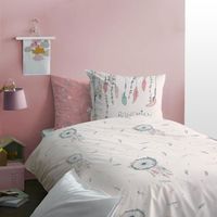 Parure de lit enfant en coton imprimé 140 x 200 cm Rose