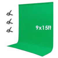 Neewer 9x15 ft/2,7x4,6M Toile de Fond Vert Chromakey Mousseline Arrière Plan avec 3 Pinces pour Potographie de Studio et Vidéo