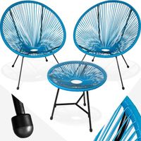 TECTAKE Ensemble table et chaises de jardin SANTANA Résistant aux intempéries Résistant aux UV - Bleu