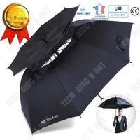 TD® Parapluie double couche pliable pliant homme enfant fille garçon coupe vent large voyage poignée très robuste solide résistant