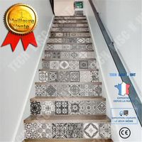 TD® Lot de 13 pièces 3D Autocollant Stickers Escalier Géométrique Adhésif Maison Décor Intérieur Escaliers Moderne et Tendance