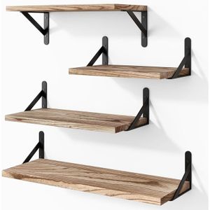 Lot de 4 Étagère Murale, Tablette Flottant, Étagère de Rangement Suspendue, pour Salon, Cuisine, Bureau, Salle de Bain