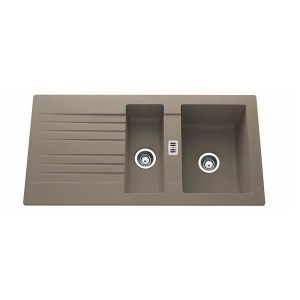 EVIER DE CUISINE Évier synthèse taupe PLUTON 1 bac 1/2  1 égouttoir