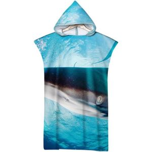 SERVIETTE DE PLAGE Bleu Serviette De Plage 3D Requin Océan Animal Motif Poncho Avec Capuche Coupe Vent Adulte Homme Femme Maillot De Bain Chang[u4994]