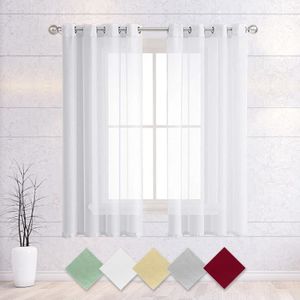 RIDEAU Lot de 2 rideaux voilage -140x160cm-Blanc-la décoration du salon-Convient pour les fenêtres de la maison
