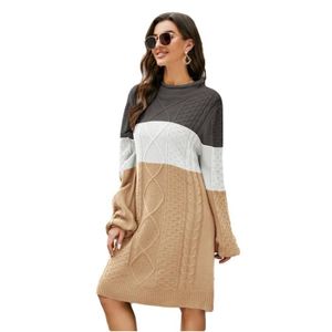 PULL Pull Femme À rayure Longue Loose Casual Manches Longues - Brun
