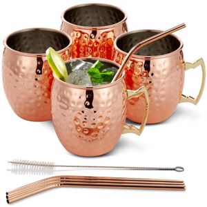3x Tasse à cocktail / verre à cocktail Moscow Mule 450 ml cuivre lisse -  Verres à