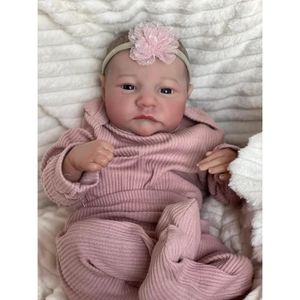 POUPÉE Pinky Reborn Poupées Bébés Adorables Fille 19 pouces 48 cm Réalistes Corps en Tissu Ensemble Cadeau de Nouveau-nés