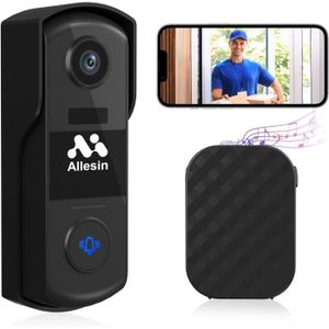 CAMÉRA IP Allesin Sonnette sans Fil avec Caméra, Extérieur Étanche, HD 1080P et Vision Nocturne, Visiophone WiFi Intérieur avec Changeur d65