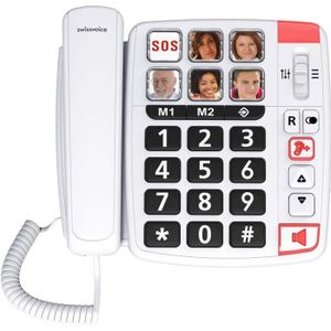 Téléphone fixe Téléphone filaire Senior - SWISSVOICE Xtra 1110 - Grandes touches, SOS, amplificateur d'écoute