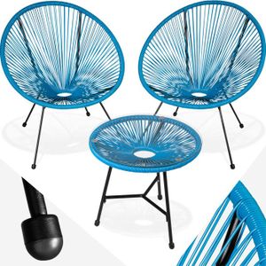 Ensemble table et chaise de jardin TECTAKE Ensemble table et chaises de jardin SANTANA Résistant aux intempéries Résistant aux UV - Bleu