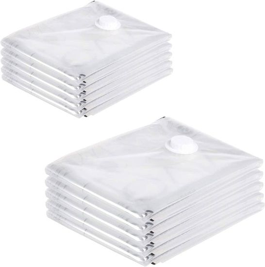 Lot De 6 Sacs De Rangement Sous Vide - 60x40 Cm - Pour Vêtements, Couettes, Voyage - Réutilisables