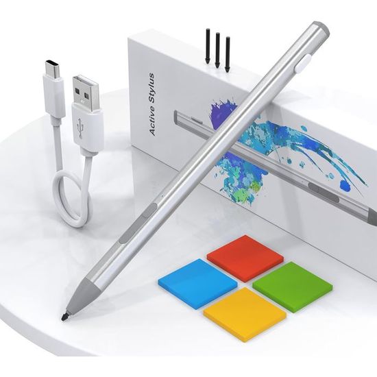 Stylet Surface Pro Rechargeable 4096 Niveaux - Compatible Microsoft Surface Avec Rejet De Paume