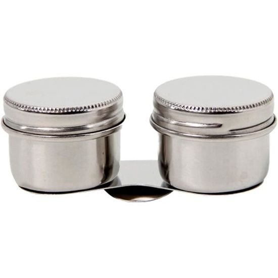 Tasse Double Palette Acier Inoxydable Pour Peinture à L'huile - Avec Couvercles Étanches Et Pince - 9,4 Cm