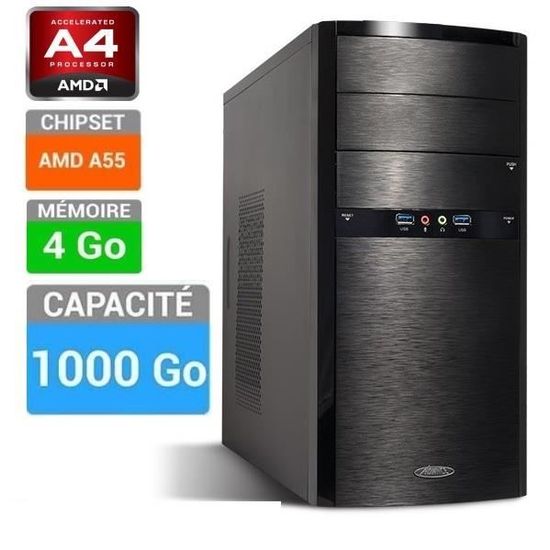 Pc Bureau A4 4000 Assemble Sans Os 4 Go 1 To Prix Pas Cher Cdiscount