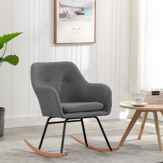 Furniture® Fauteuil à bascule Design Moderne Gris clair - Tissu ☺32686