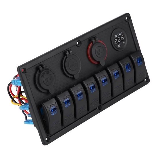 Panneau Interrupteur 6 Circuits 12V/24V - Pour Voiture, Bateau, Camping-car - Avec Fusibles 10A