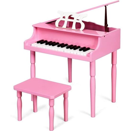 COSTWAY Piano Classique pour Enfants à 30 Touches avec Banc, pour 3-8 ans,  avec Pupitre, Pieds en Bois Massif, 50,5x48,5x49cm, Blanc - Cdiscount  Instruments de musique