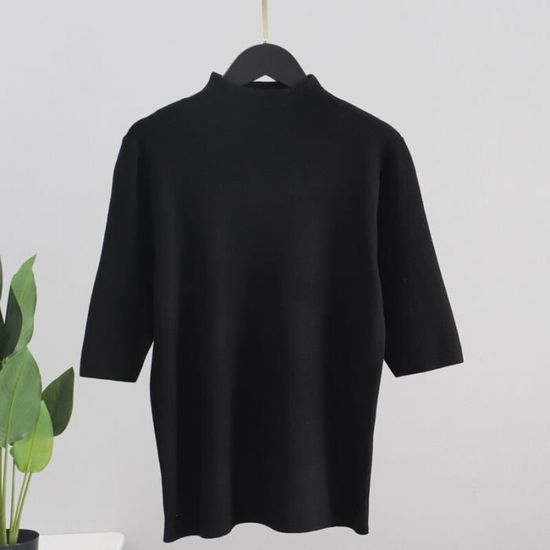 PULL GIGOGOU femmes Pull solide demi manches tricote pulls haut automne printemps Chic Femme Pull gris vert Type Black 8099 Blanc Cdiscount Pret a Porter