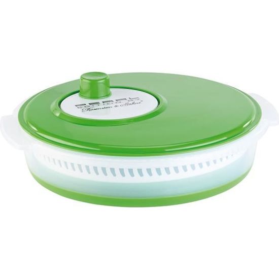 Essoreuse à Salade 5,3 L Acier Inoxydable SveBake - Bouton Stop, Sans BPA, Couvercle Transparent, Antidérapante, Lave-Vaisselle