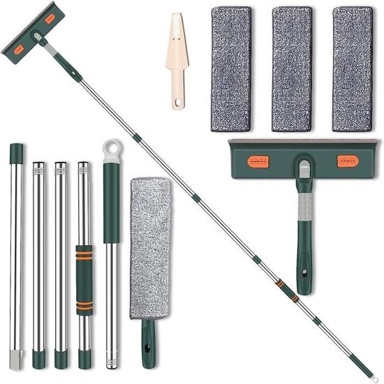 Raclette De Fenêtre De 4 M Avec Manche Télescopique, 2 En 1