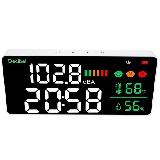Décibelmètre Digital Tbest 9.6 Pouces - Mesure 30-130dB Avec Alarme - LCD Rétroéclairé