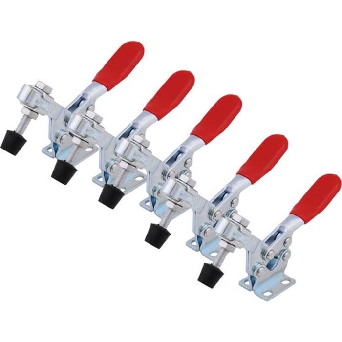 Pince de serrage Serrage à Genouillère, 5pcs GH-225-D Pinces à Bascule Déblocage Rapide Outil à Main Base Horizontale Sauterelle de