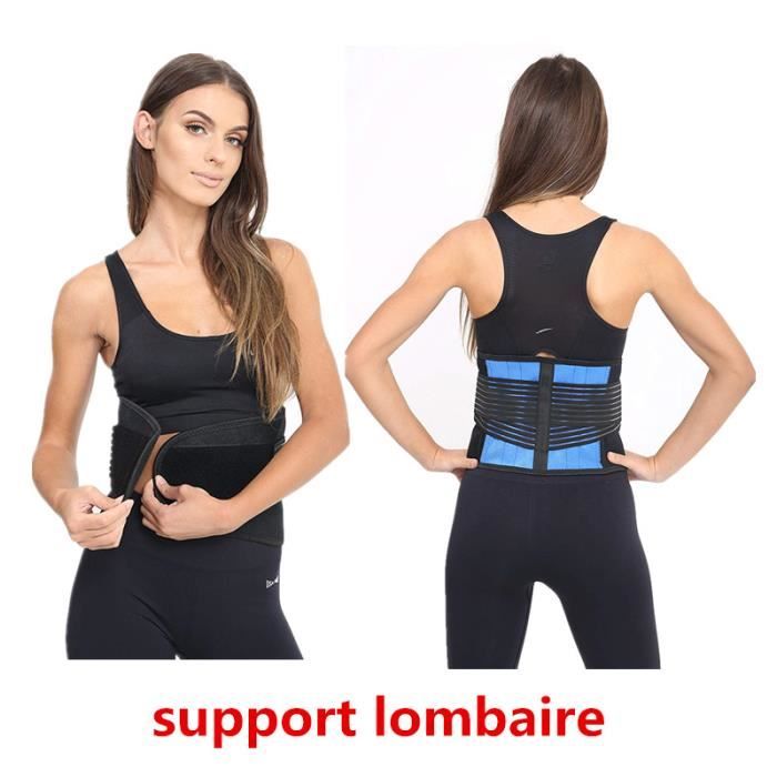 Ceinture Lombaire Néoprène Double Serrage Support Reglable Reins Orthèse Entretoise - Séance d’entraînement - (S,60-83CM/23.6-32.6'