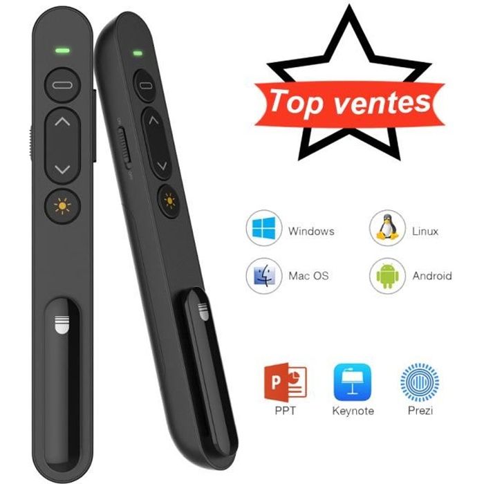 Présentation Sans fil, Doosl® 2.4GHz Télécommande de Présentation Powerpoint dispositif de présentation sans-fil Pointeur Laser