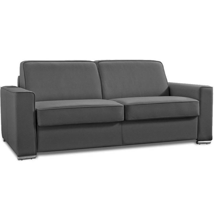 Canapé convertible 2-3 places EXCELLENCE 120 cm matelas MEMORY 18 cm inclus polyuréthane gris graphite gris Cuir Inside75