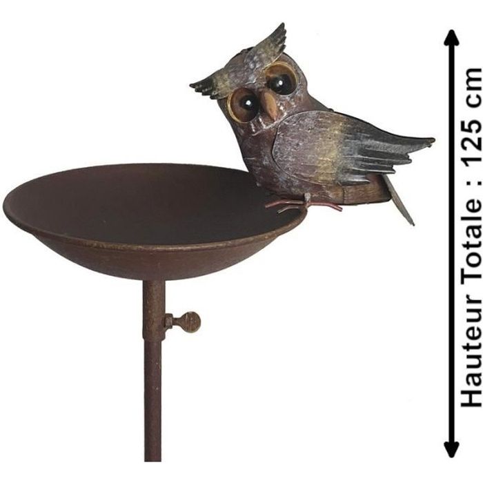Bain d'Oiseaux Abreuvoir Mangeoire Hibou de Jardin 125 cm x 17 cm x 24 cm - YAA-260