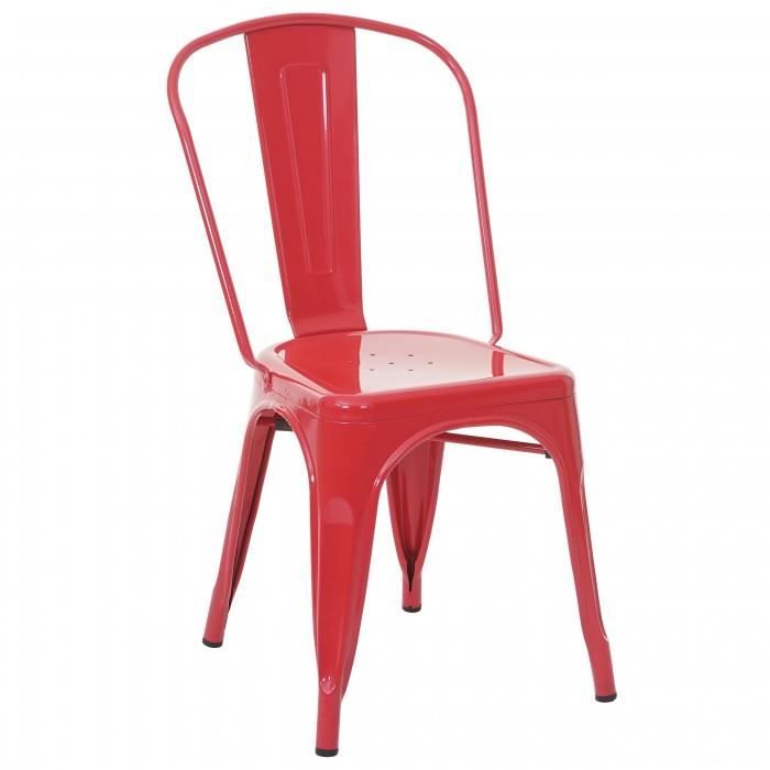 Chaise de bistro en metal HWC-A73, design industriel metallique, empilable rouge