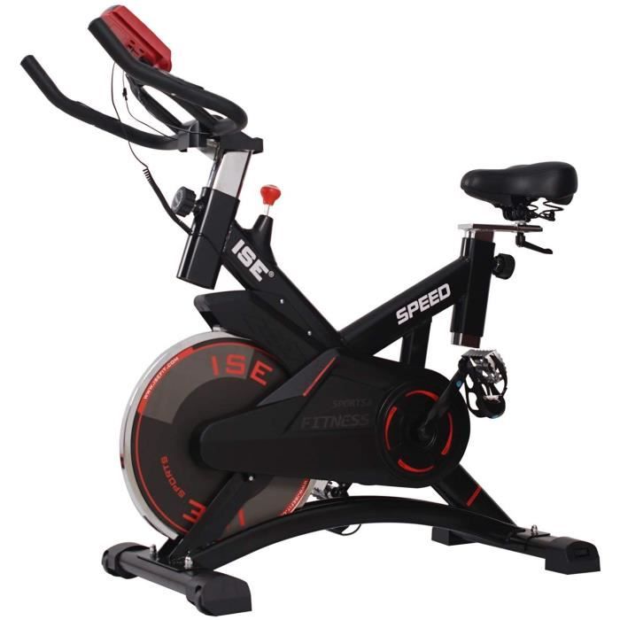 ISE Vélo d'appartement Ergomètre Cardio Vélo Spinning Biking,Petit Exercice de Fitness Indoor avec Programme et l'Ecran,Supports pou