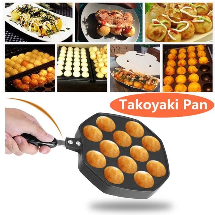 12 Trous Boules Moule de cuisson Takoyaki au four DIY anti-adhérent en aluminium Octopus Balls