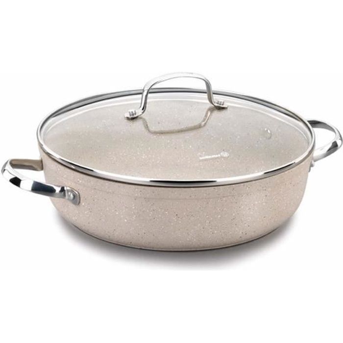 Korkmaz A1264 Granita Batterie de cuisine courte, antiadhésive, conductivité thermique élevée, base solaire, 28x7,5 cm
