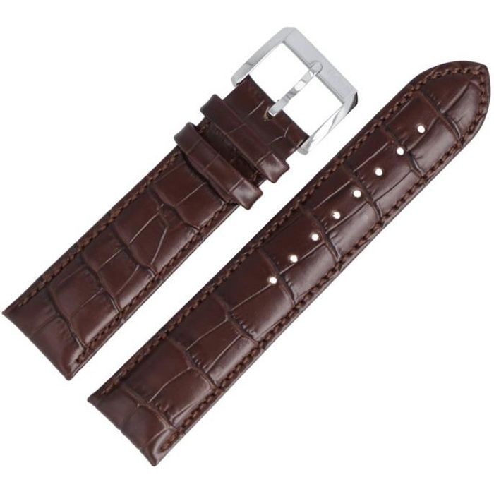 Hugo Boss - Bracelet de montre 659302267 - 22 mm - En cuir - Marron - Crocodile
