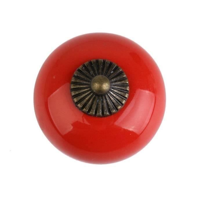 Poignée Bouton de Rond Rétro pour Tiroir Placard-Rouge LIFFT6804