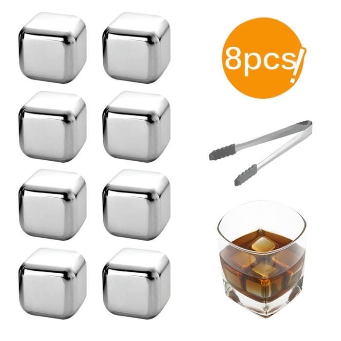 Rafraichisseur vin,Glaçons d'acier inoxydable, pierres de refroidissement réutilisables pour le vin de whisky, gardez - Type 6pcs