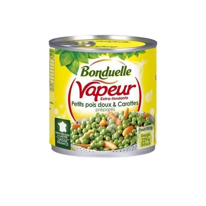 Bonduelle Vapeur Extra Fondants Petits Pois Doux & Carottes Préparés 530g (lot de 10)