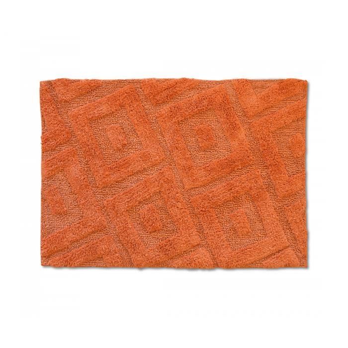 Tapis de bain uni tufté 100% coton 1800g/m² - Orange - 60x90 cm