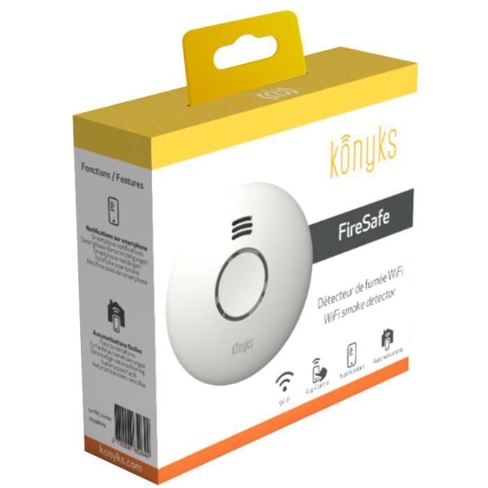 Konyks FireSafe - Détecteur de fumée connecté Wi-Fi, notifications sur Smartphone