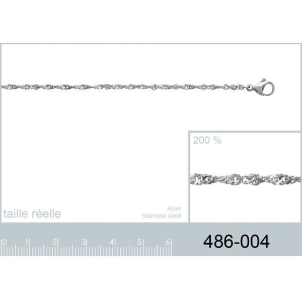 Collier chaîne homme acier maille Singapour 40cm