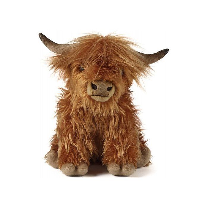 Peluche Vache Brune Highland Avec Son 33 Cm - Poulpe - Peluche Licence Wild Animal De La Ferme - Doudou Enfant