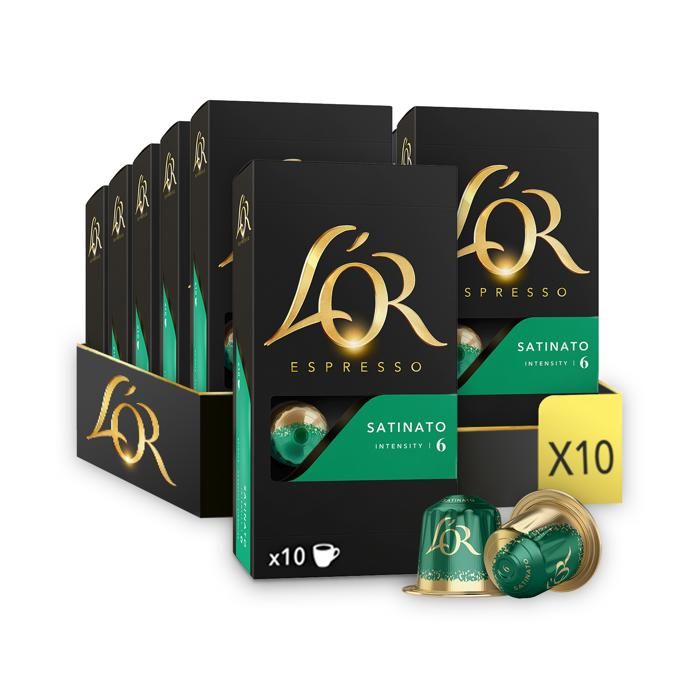 L'Or Espresso Café - 100 Capsules Satinato Intensité 6 - Compatibles Nespresso®* - Lot de 10 x 10