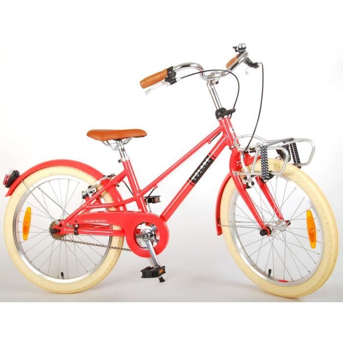 Vélo pour Enfants Volare Melody - Filles - 20 Pouces - Deux Freins à Main- Rouge Pastel - Prime Collection