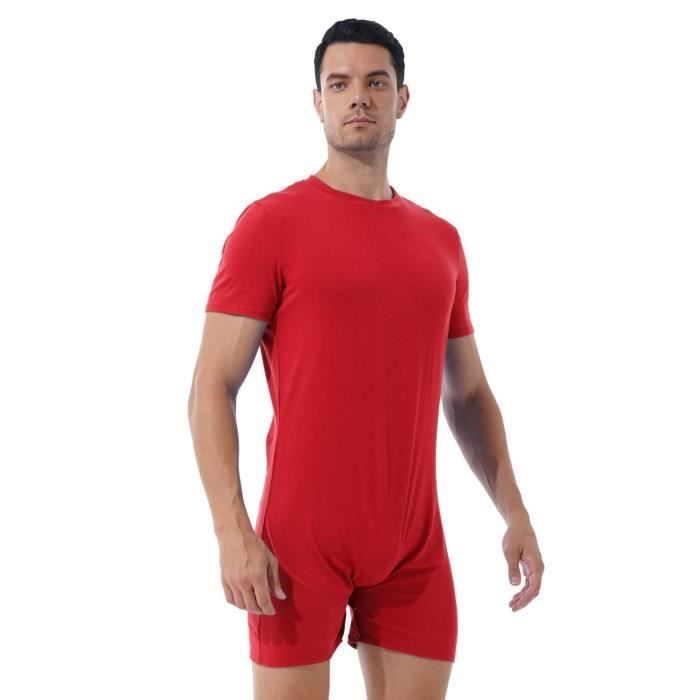 inhzoy Homme Justaucorps Sport Maillot de Corps Body Gymnastique Combinaison Salopette Bodysuit Fitness M-XXL